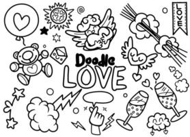 Vector set of hand-drawn Love elements. Set of Ornamental Wedding Style