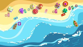 People sunbathing and relaxing on the beach while on holiday. Top view vacation background vector