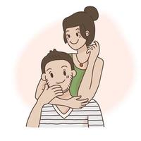 retrato de una joven pareja sonriente de hombre y mujer, abrazo sobre los hombros. ilustración vectorial de stock de estilo plano. vector