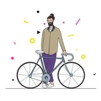 Cool vector character design  young stylish hipster posing