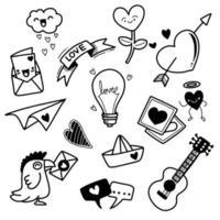 LOVE , Vector illustration of Doodle cute for kid, Hand drawn set of cute doodles for decoration on white background,Funny Doodle Hand Drawn,Page for coloring.