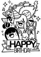 feliz diseño vectorial de cumpleaños con emoticonos con sombrero de cumpleaños, para fiesta y celebración. ilustración vectorial vector