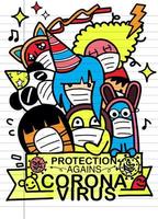 Group of People who are in anxiety and fear because of the corona virus. Wuhan corona virus illustration. covid-19 pneumonia illustration.