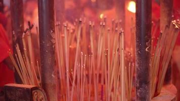 Close up people put the incense stick video