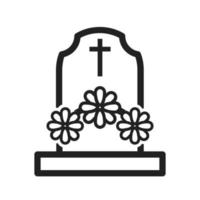 Grave with Flowers Line Icon vector