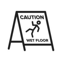 Wet Floor Sign Line Icon vector