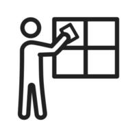 Man Cleaning Window Line Icon vector