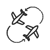 icono de línea de vuelos de viaje redondo vector