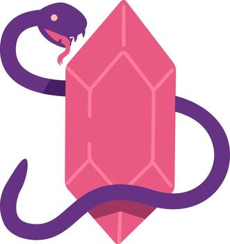 Dangerous snake with magical stone semi flat color vector object