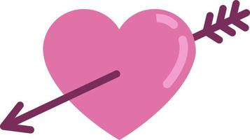 Pink heart with arrow semi flat color vector object