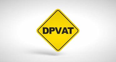 DPVAT, mandatory insurance tax for drivers in Brazil. Conceptual logo DPVAT written inside a traffic sign on white background. photo