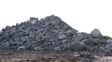 Isolate piles of granite on the ground. photo