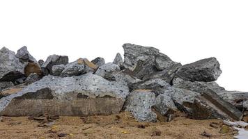 Isolated close-up view of a large pile of concrete rubble from a road demolition. photo