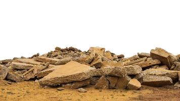 Isolate View Ruins, many old concrete blocks which have been demolished and demolished roads. photo