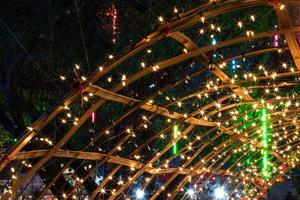 Many lights with bamboo frames. photo