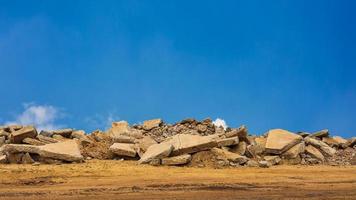 A view of the many old concrete blocks that have been demolished and demolished roads. photo