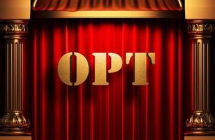 opt golden word on red curtain photo