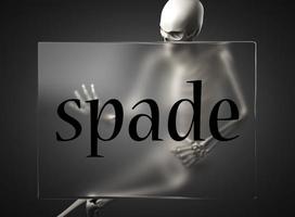 spade word on glass and skeleton photo