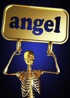 angel word and golden skeleton photo