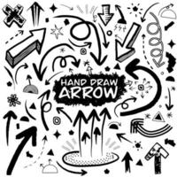 Set of vector arrows hand drawn. Sketch doodle style. Collection