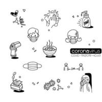 Vector illustration of Doodle cute for covid-19 , Corona Virus Doodle Element for Infographic Design