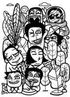 Funny Crowd. Abstract people with different interests. vector