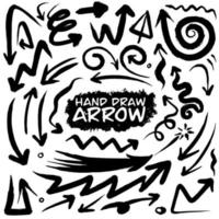 Set of vector arrows hand drawn. Sketch doodle style. Collection