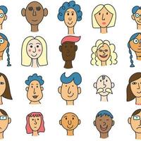 Faces people of different nationalities seamless pattern vector