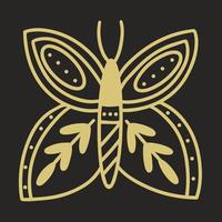 Golden decorated butterfly esoteric symbol vector