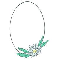 Simple rustic oval frame with chamomile vector