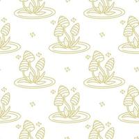 Magic golden mushrooms seamless pattern vector