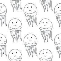 Funny cute jellyfish seamless pattern vector illustration