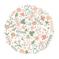 ilustración de vector de plantilla redonda floral de verano