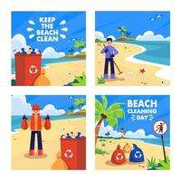 limpieza de playas redes sociales vector