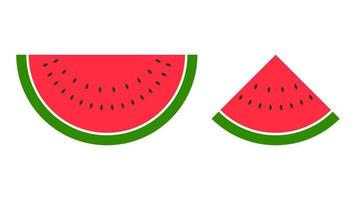 sliced watermelon object set vector illustration, juicy red watermelon summertime vector illustration on white background.