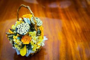 Dried floral bouquet in a basket photo