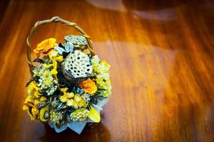 Dried floral bouquet in a basket photo