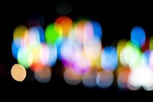 Abstract blurred bokeh, lots of colorful lights in the dark. photo
