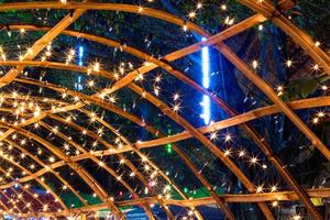 Many lights with bamboo frames. photo
