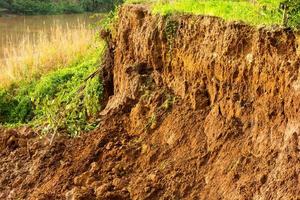 Landslide river debris. photo