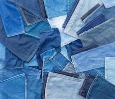 Many pieces of cloth are cut from jeans. photo