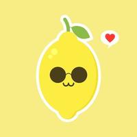 funny and kawaii lemon characters happy expressions. Cartoon vector illustration isolated on color background. Funny lemon characters, mascots, emoticons.