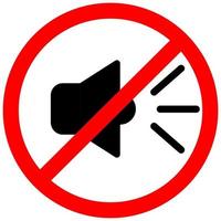 No sound or music icon. Isolated mute and warning illustration. Keep silence with forbidden and prohibited red sign. vector