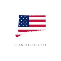 Shape of Connecticut state map with American flag. vector illustration. can use for united states of America indepenence day, nationalism, and patriotism illustration. USA flag design