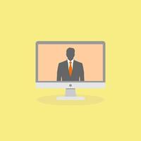 a man inside pc monitor in flat design vector illustration