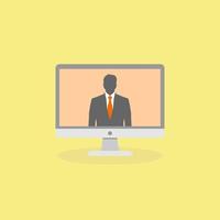 a man inside pc monitor in flat design vector illustration