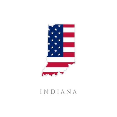 Shape of Indiana state map with American flag. vector illustration. can use for united states of America indepenence day, nationalism, and patriotism illustration. USA flag design