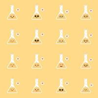 cute and kawaii erlenmeyer flat design vector illustration. Funny padlock character with smiling human emoji, cartoon vector illustration isolated on color background. Cute and funny mascots