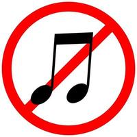 No sound or music icon. Isolated mute and warning illustration. Keep silence with forbidden and prohibited red sign. vector