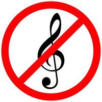 No sound or music icon. Isolated mute and warning illustration. Keep silence with forbidden and prohibited red sign. vector